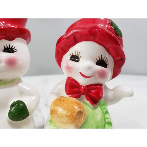 Vintage 1950s Christmas Snowman Salt and Pepper Shaker Set Japan Kitschy MCM - Picture 3 of 8